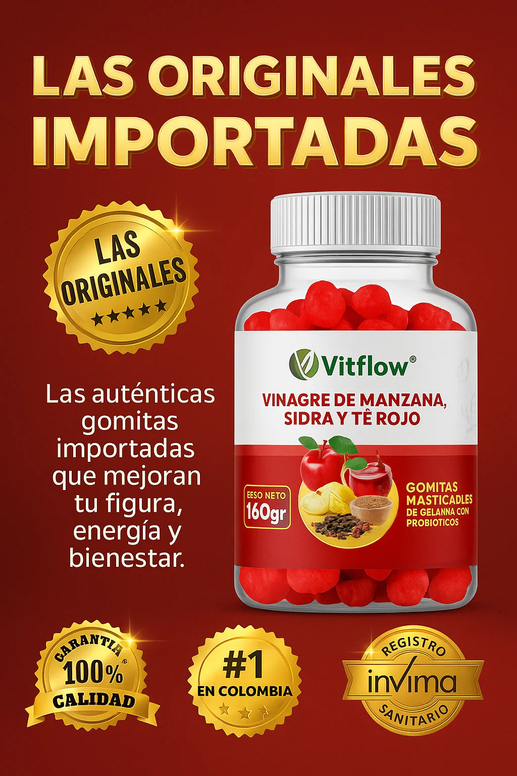 Gomitas de Vinagre de Manzana 🍎 2 por el precio de 1 + Envío Gratis